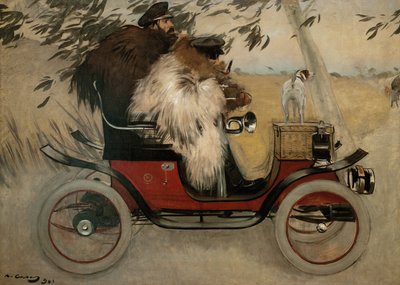 Ramon Casas und Pere Romeu in einem Automobil von Ramon Casas i Carbo